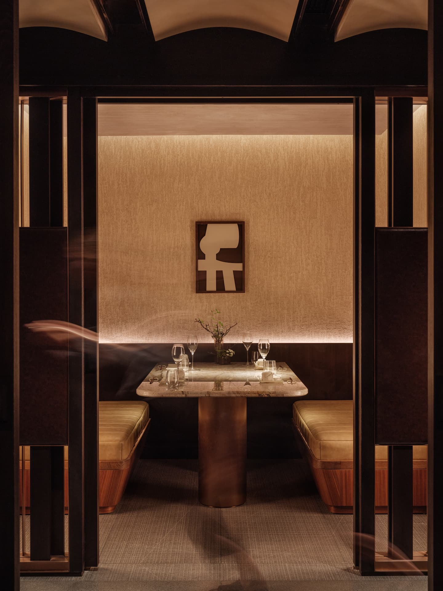 Intimate fine-dining booth in a Vietnamese restaurant